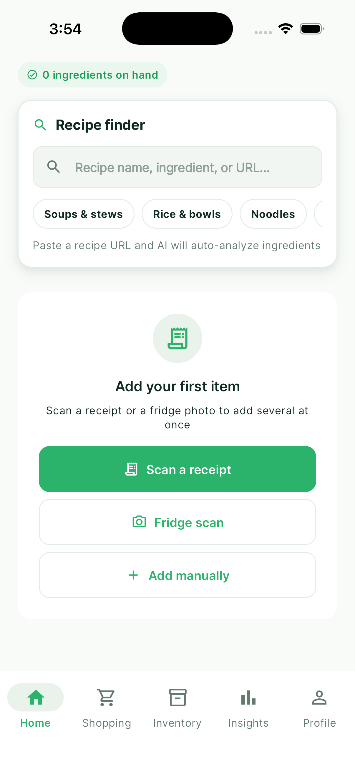 Friddy home screen